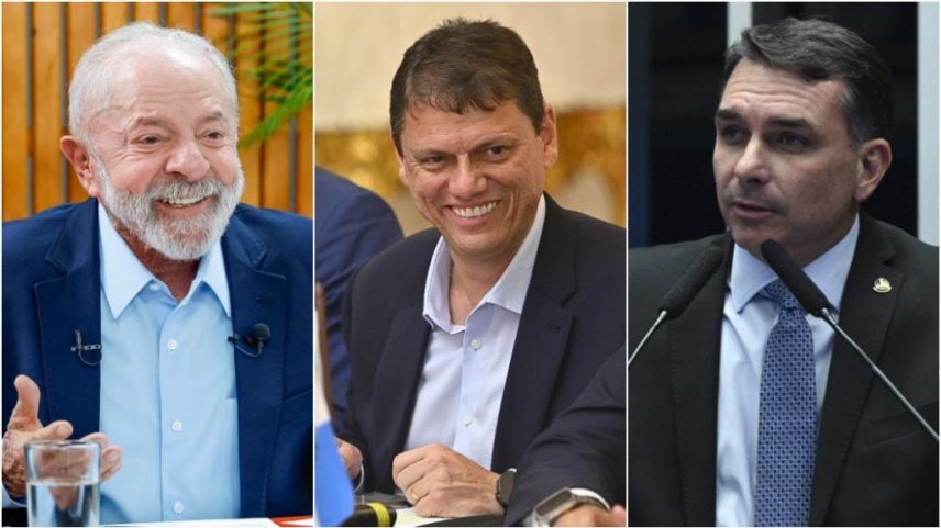 Lula, Tarcísio e Flávio Bolsonaro. Fotos: Ricardo Stuckert / PR; Bruno de Lima / Governo de São Paulo; e Carlos Moura/Agência Senado