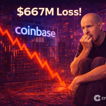 Coinbase registra prejuízo de US$667 mi no 4T com recuo de receitas