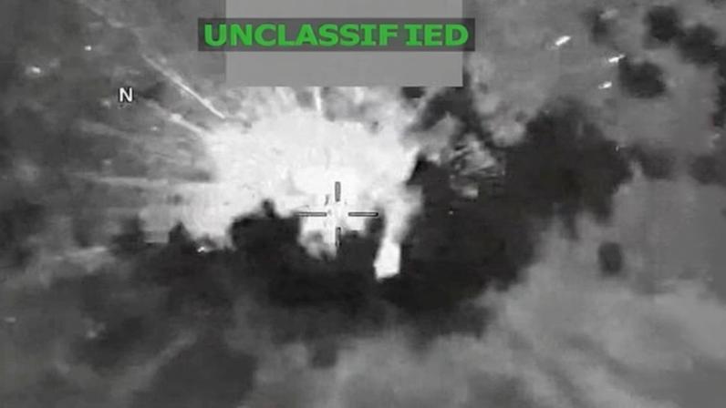 A kinetic strike on a suspected drug-trafficking vessel in the Caribbean, in a screen grab from a video released on 13 February.