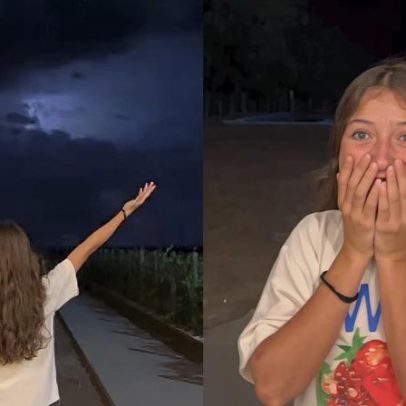 Menina clama a Deus e raios aparecem no céu após oração