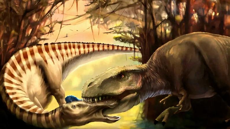 Ilustração da 'A Mordida', da paleoartista Jenn Hall.