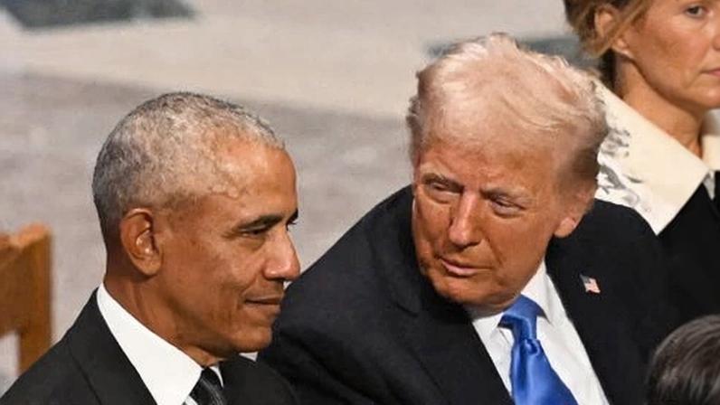 Trump with Obama at Jimmy Carter’s funeral in Washington last year.