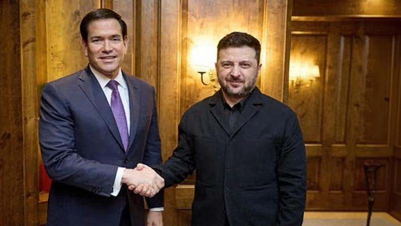 Marco Rubio and Volodymyr Zelenskyy at the security conference in Munich.