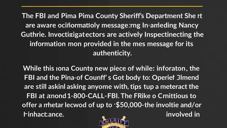 After a news outlet in Arizona claimed to have received another letter in the Nancy Guthrie case, the Pima County Sheriff’s Office responded with a new statement.