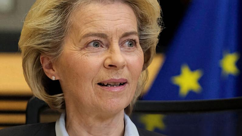 European Commission President Ursula von der Leyen attends the EU commission weekly college meeting, in Brussels, Belgium, March 16, 2022. Olivier Hoslet/Pool via REUTERS