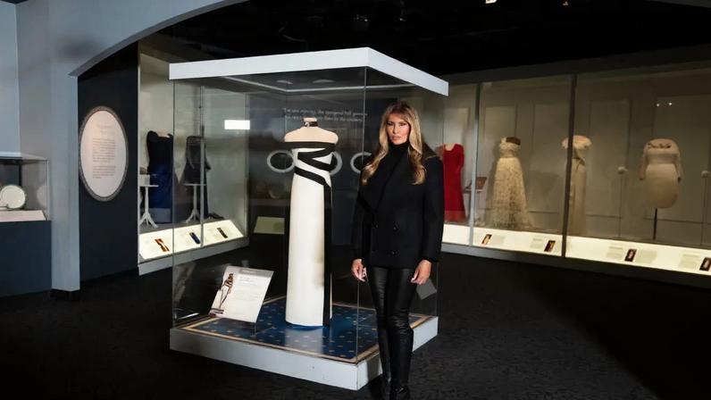 First lady Melania Trump presented her 2025 inaugural ball gown to the Smithsonian National Museum on Friday.
