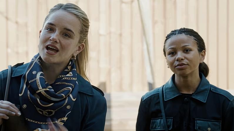 The characters Sweetpea Golightly and Harper Stern, played by Miriam Petche and Myha’la, in Habseligkeiten, the third episode of Industry’s fourth season. Photograph: BBC