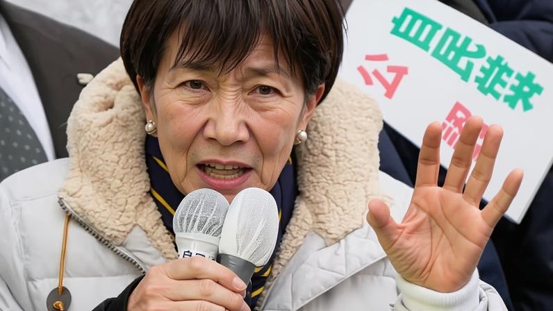 Sanae Takaichi delivers a speech to supporters during a campaign event in Tokyo on Saturday.