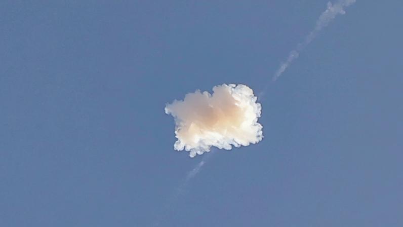Smoke from a reported rocket interception is seen in the sky over Abu Dhabi on February 28, 2026.