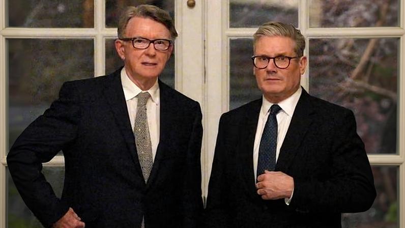 Peter Mandelson (left) and Keir Starmer at the British ambassador’s residence in Washington DC in February 2025.
