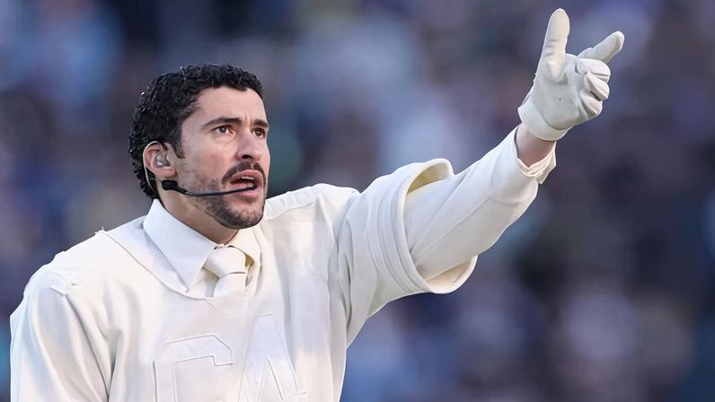 Bad Bunny performs onstage at the Super Bowl half-time show on 8 February 2026.