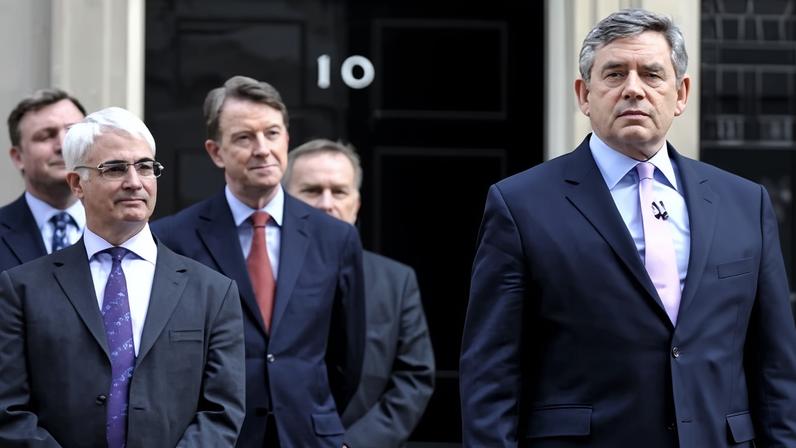 Labour in 2010: Peter Mandelson, centre, with the then chancellor, Alistair Darling, left, and prime minister, Gordon Brown.