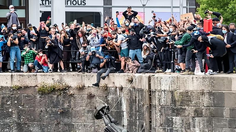 A statue of Colston was toppled and pushed into the harbour during a 2020 Black Lives Matter protest.