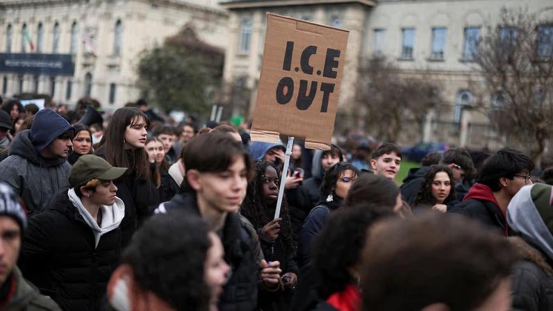 Protest on the day of the opening ceremony for the Milano Cortina 2026 Winter Olympics in Milan