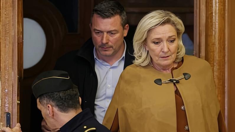 Marine Le Pen leaving a hearing at the French court of appeal on Tuesday.