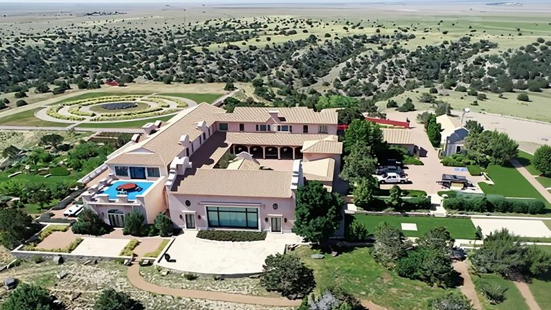Zorro Ranch, one of the properties of financier Jeffrey Epstein, is seen in an aerial view near Stanley, New Mexico, in 2019.