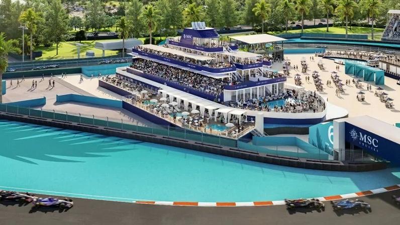 O “iate” hiper-realista foi desenhado para refletir a escala, a sofisticação e a energia do próprio evento