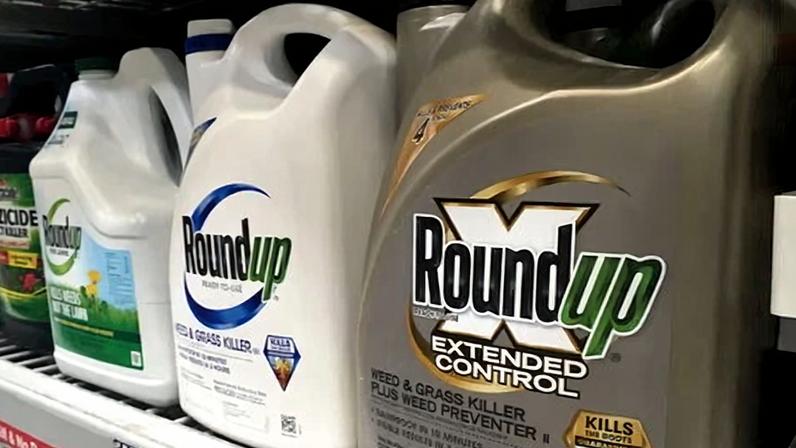 Containers of Roundup are displayed on a store shelf in San Francisco.
