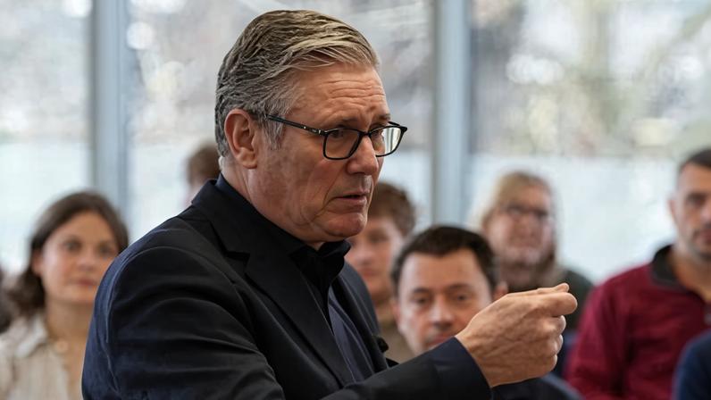 Keir Starmer visits a community centre in Putney on Monday.