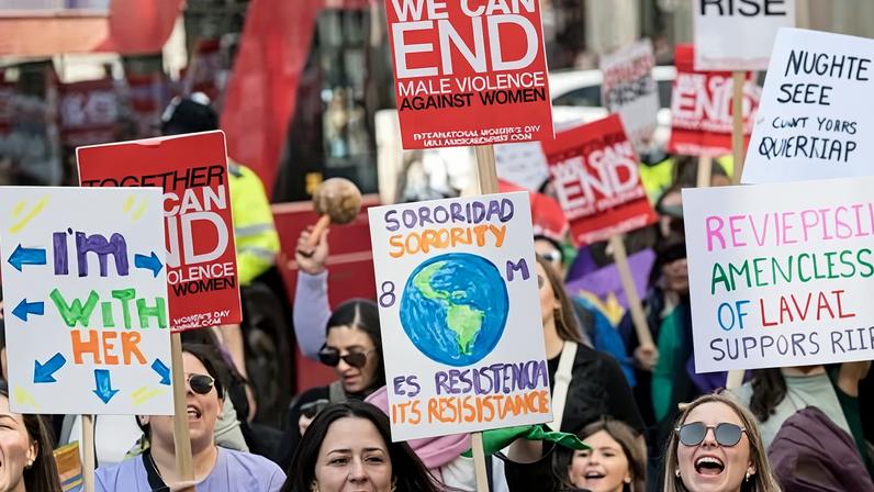 The Million Women Rise march in March 2025. Phillips said politicians will have failed if ‘repentance and sorrow’ is all that results from the the courage of Epstein’s survivors.