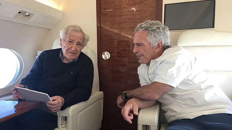 An image of Noam Chomsky and Jeffrey Epstein released by the House oversight committee on 18 December 2025.