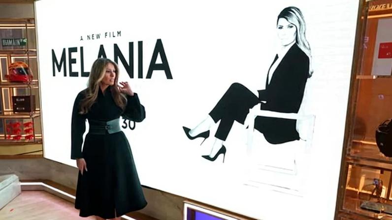 Melania Trump promotes her Amazon film at the New York Stock Exchange last week.