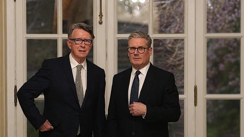 Peter Mandelson (left) with Keir Starmer at a welcome reception at the then ambassador's residence in Washington, DC.