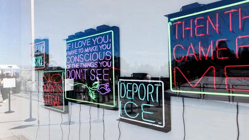 The artist’s bold neons take from the aesthetics of mom-and-pop storefront signage in Los Angeles Photo: Carlin Stiehl