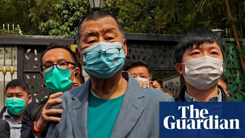Hong Kong pro-democracy figure Jimmy Lai is arrested by police at his home in April 2020. The media tycoon is sentenced on Monday.