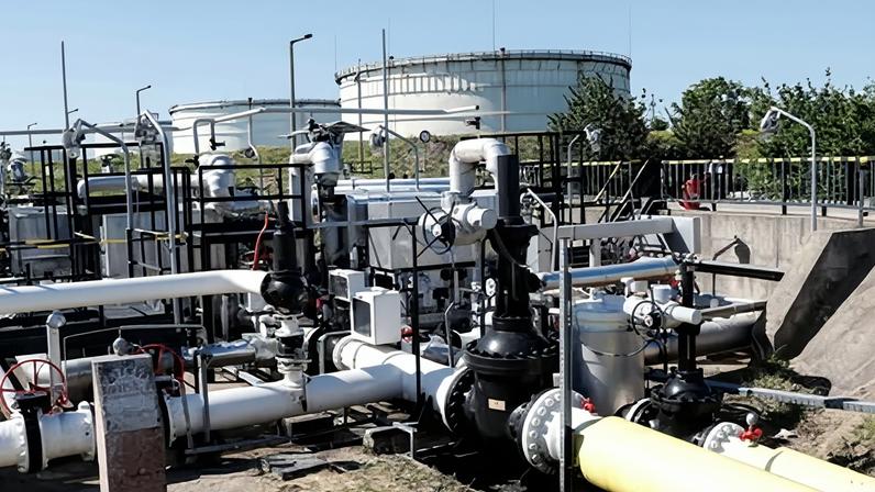 The Druzhba oil pipeline seen at a refinery in Hungary, whose government has threatened to block a €90bn EU loan to Ukraine until it resumes oil shipments via the pipeline.