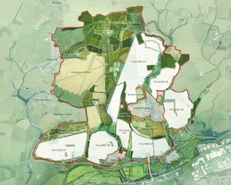 Each village will consist of between 800 and 1,800 homes, linked by parks equivalent to more than 800 rugby pitches.