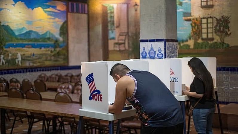 A polling station in Los Angeles on 8 November 2016.