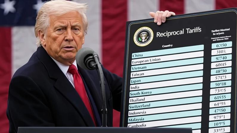 Donald Trump announces trade tariffs in the White House’s Rose Garden in April last year.