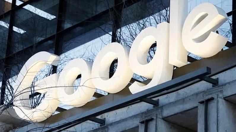 The entrance to a Google corporate office building in New York City.