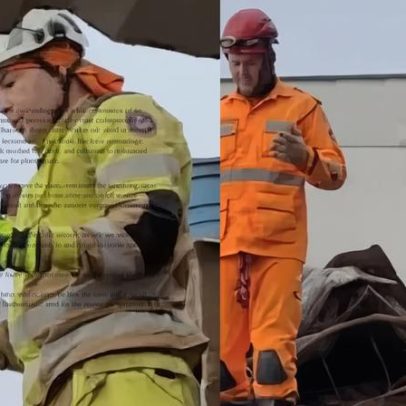 Bombeiros oram antes de buscas por crianças soterradas em MG