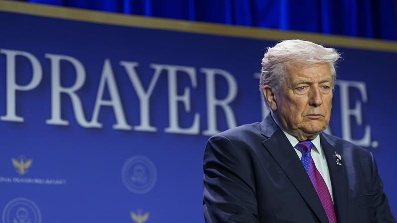 Donald Trump at the National Prayer Breakfast in Washington DC on 5 February 2026.