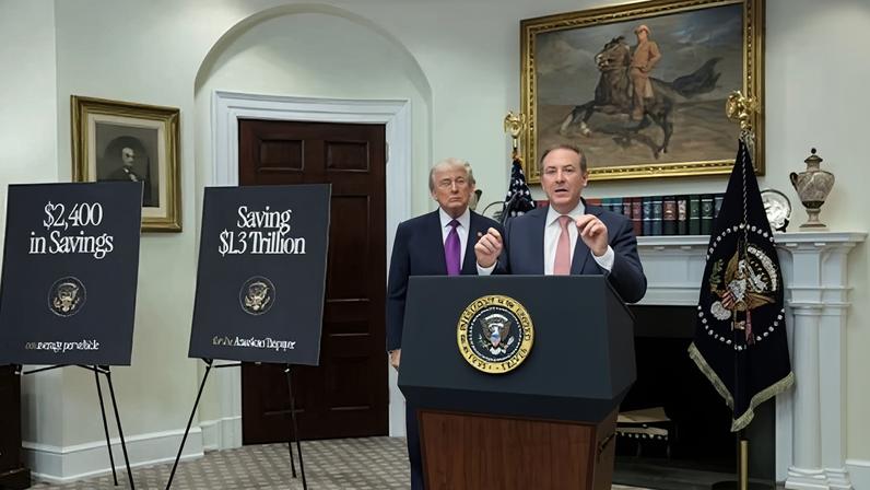 Lee Zeldin, the EPA administrator, speaks next to Donald Trump at the White House in Washington, DC on 12 February 2026.
