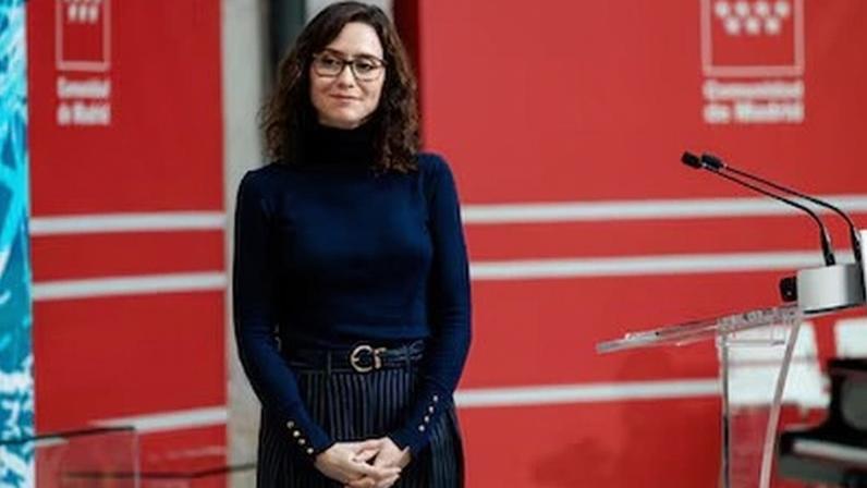 Isabel Díaz Ayuso, durante el acto de reconocimiento a los centros públicos de Arte de la Comunidad de Madrid, en la Real Casa de Correos, a 16 de febrero de 2026, en Madrid (España).