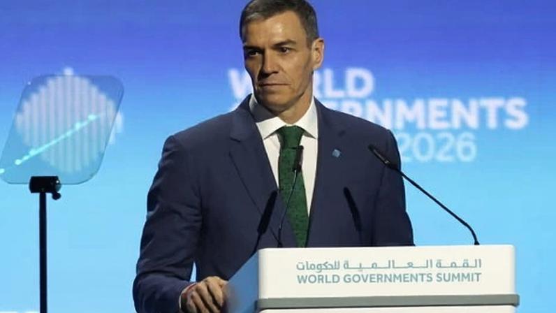 Spain's PM Pedro Sánchez speaks at the World Governments Summit in Dubai.