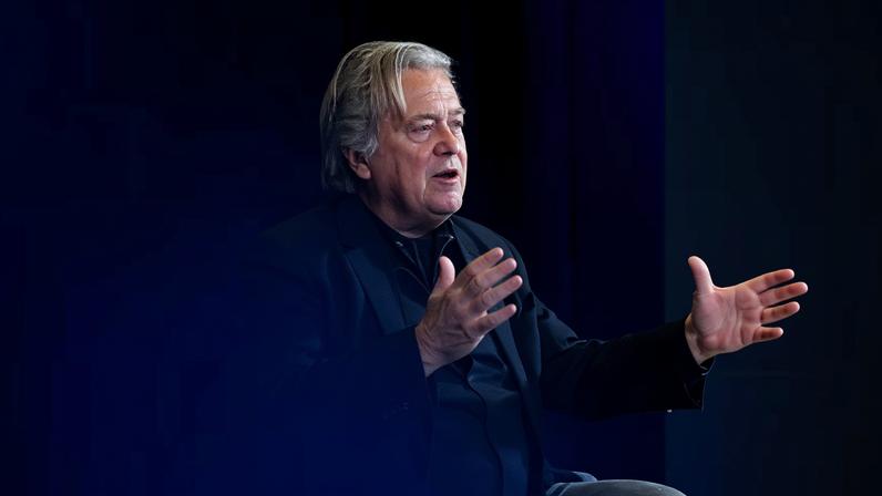Steve Bannon: ‘You’re damn right we’re gonna have ICE surround the polls come November.’ Photograph: Tierney L Cross/Bloomberg via Getty Images