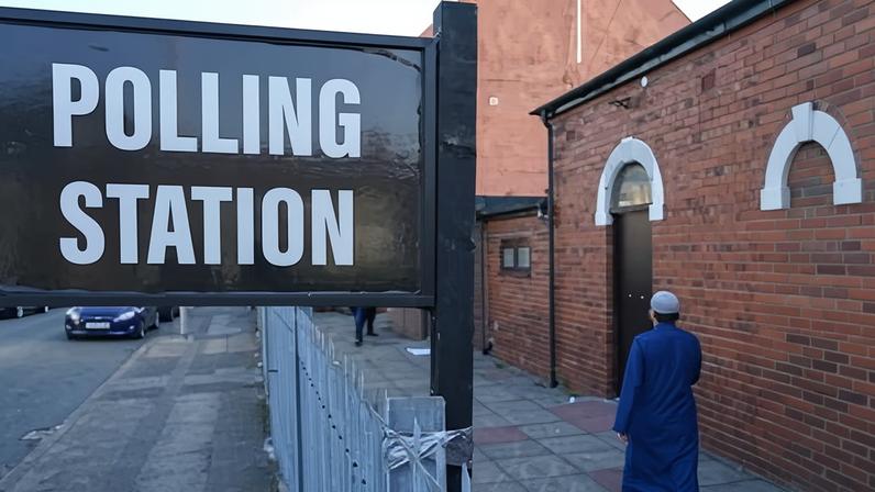 A polling station.