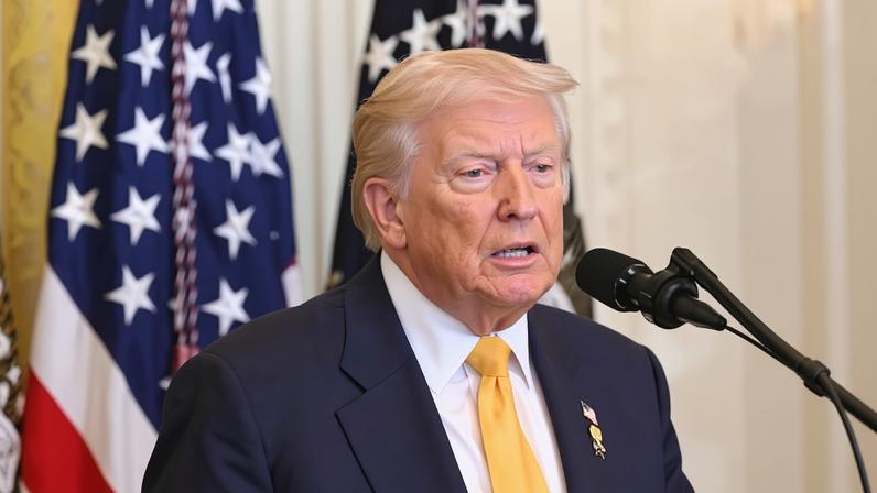 Donald Trump in the East Room of the White House on Wednesday.