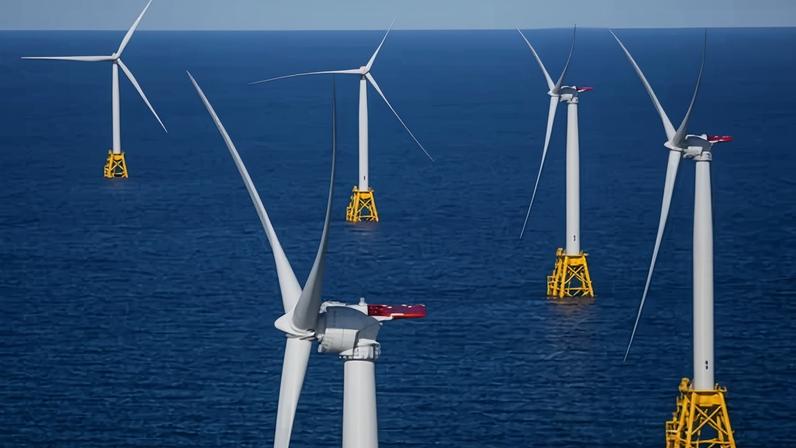 The Ørsted Block Island Windfarm off the coast of Block Island, Rhode Island, on 14 September 2016.