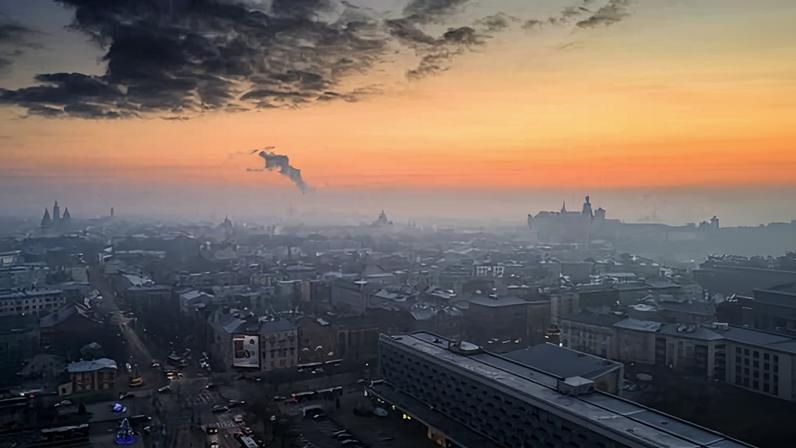 Smog over Kraków. A reduction in soot – known as black carbon – saved 5,897 lives over a decade, according to the European Clean Air Centre