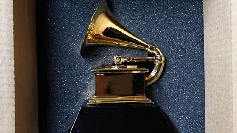 A finished Grammy statue awaiting its winner.
