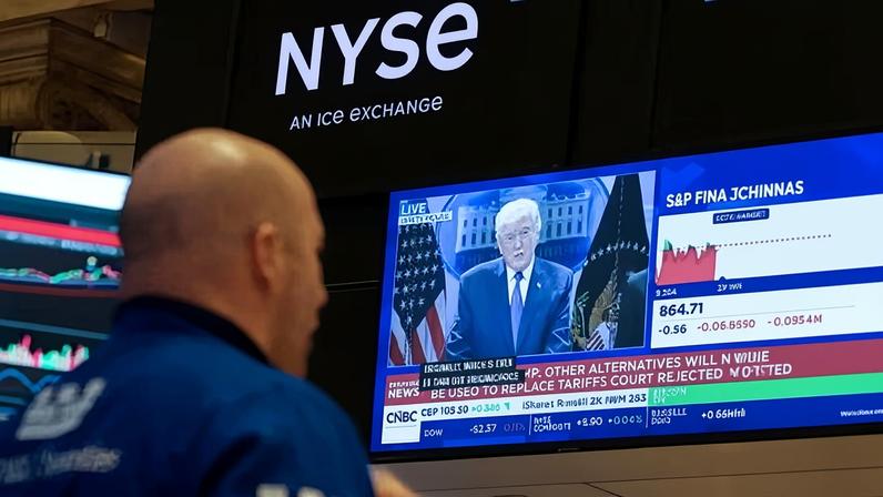 A trader on the floor of the New York stock exchange.
