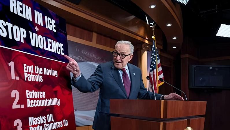 Chuck Schumer at the US Capitol in Washington DC on 12 February.