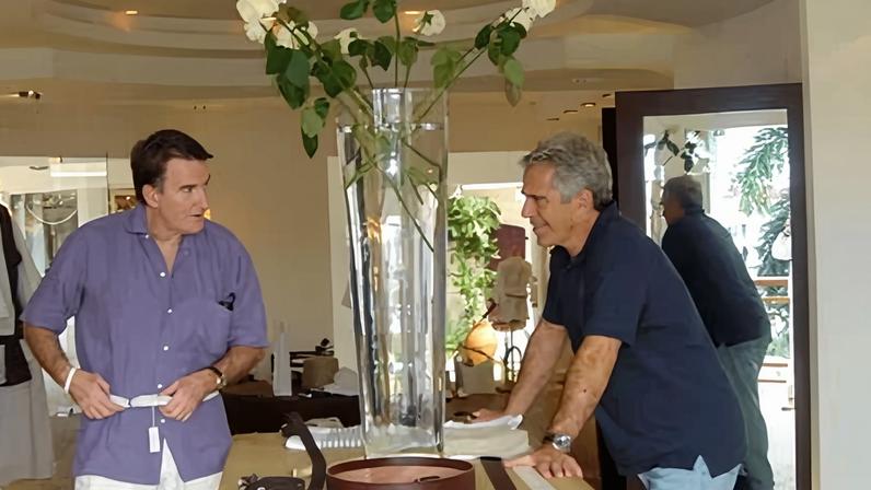 Peter Mandelson pictured with Jeffrey Epstein in a photo released in a tranche of documents in the US.