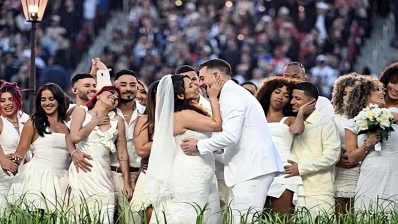 A wedding during Bad Bunny’s Super Bowl halftime show in Santa Clara, California on 8 February 2026.
