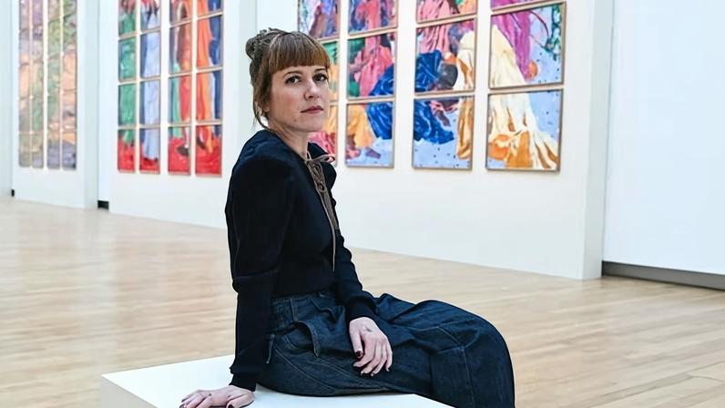 Claire Tabouret at the Grand Palais, Paris, at her exhibition D'un seul souffle.